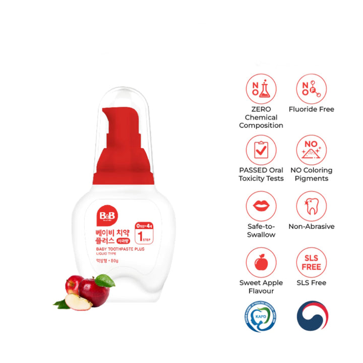B&B Baby Toothpaste 80g (Liquid Type) 0-4 yr old- Apple