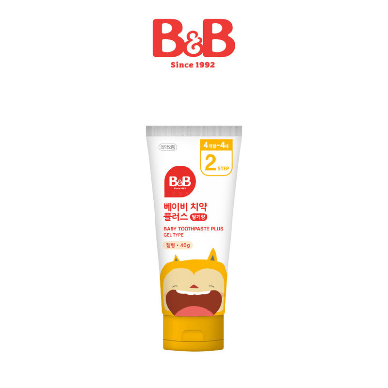 B&B Baby Toothpaste Plus Gel Type Strawberry 40g, Step 2, fluoride free