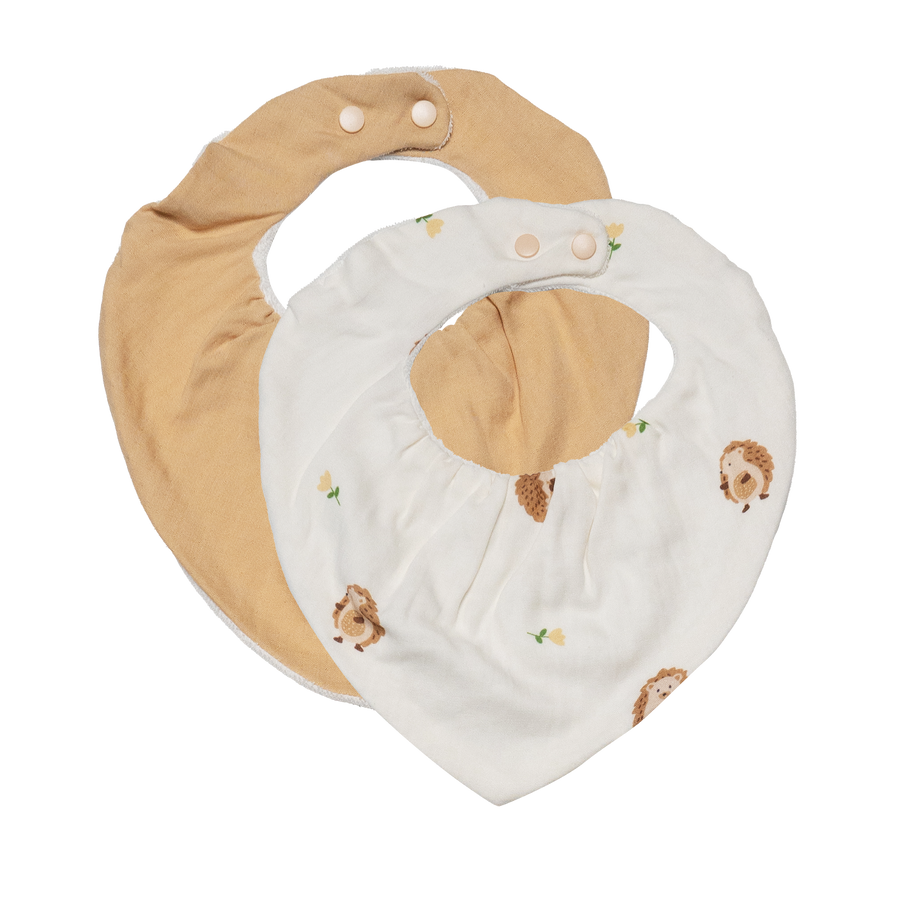 Saeson Tencel Bandana Bib 2-Pack Hedgehog/Beige