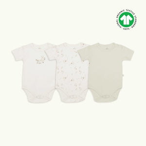 Bistyle Organic Bear & Apple 3-Piece Organic Cotton Bodysuits