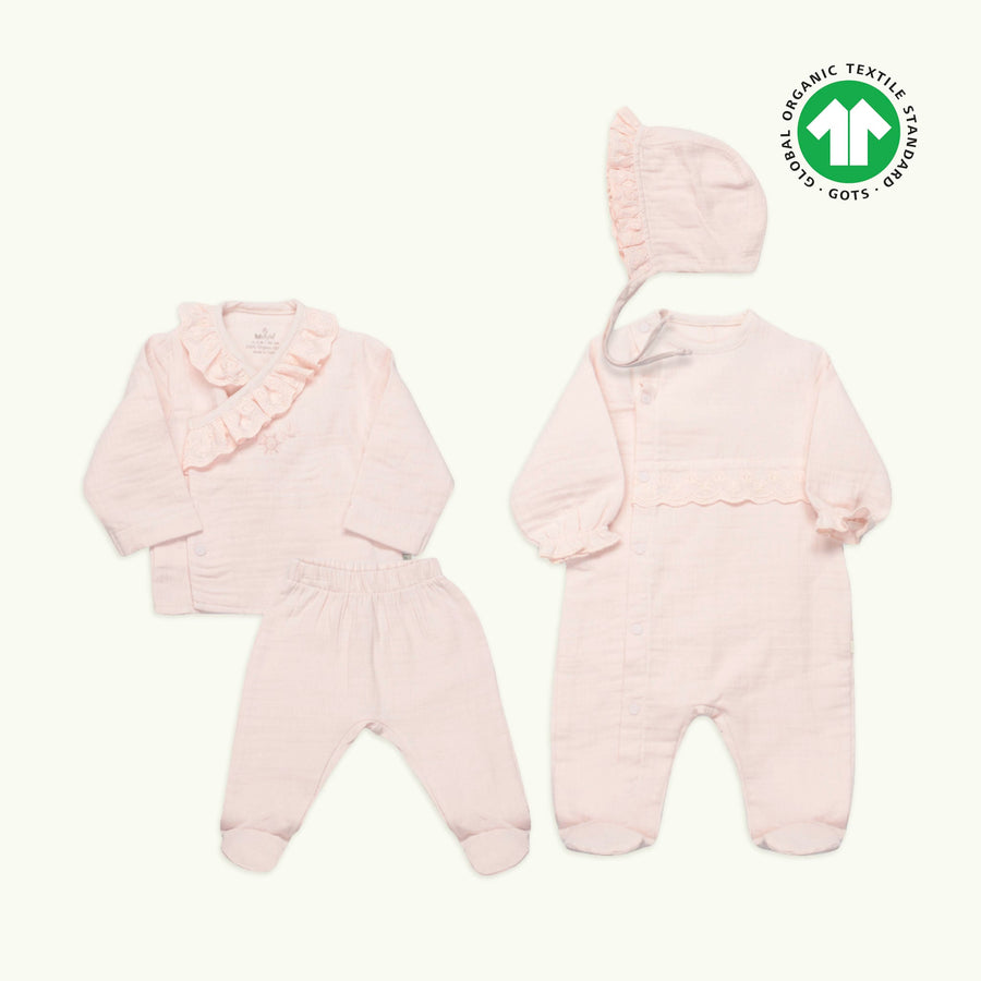 Bistyle Organic Blush Baby 4-Piece Organic Cotton Baby Wear