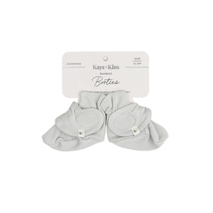 Kays+Kins Sky Grey bamboo cotton baby booties