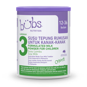 Bubs Organic Grass Fed Cow Toddler Milk Stage 3, 800g (12M-18M)  - Cow's milk formula