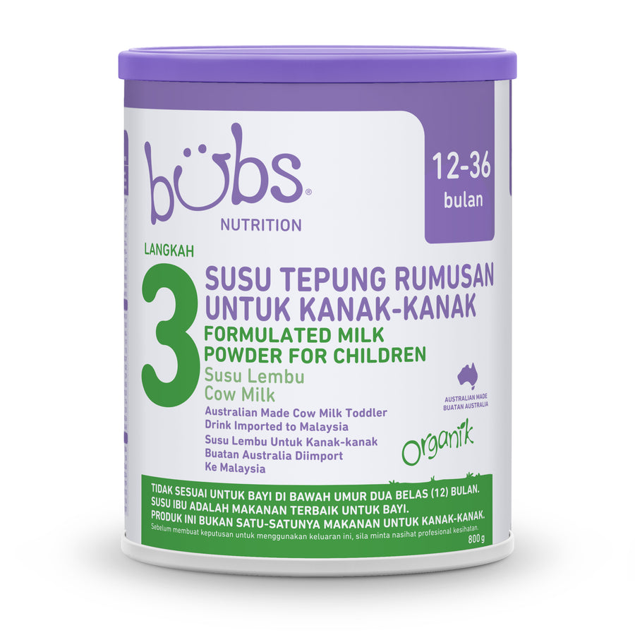 Bubs Organic Grass Fed Cow Toddler Milk Stage 3, 800g (12M-18M)  - Cow's milk formula