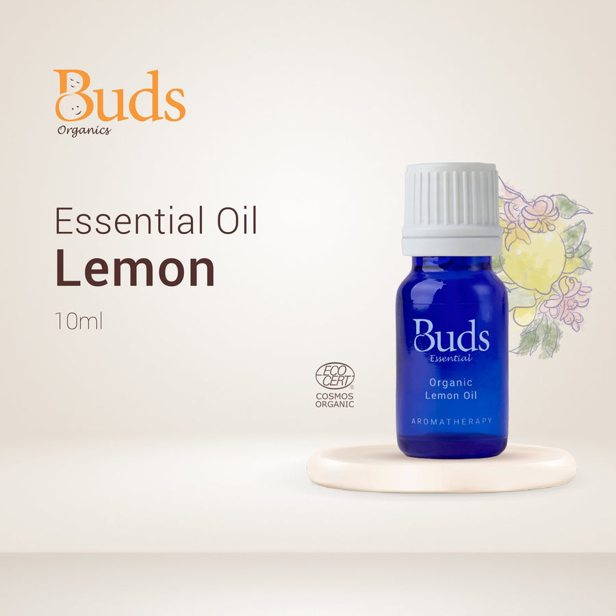 Buds Essential Organic Lemon Oil 10ml aromatherapy bottle