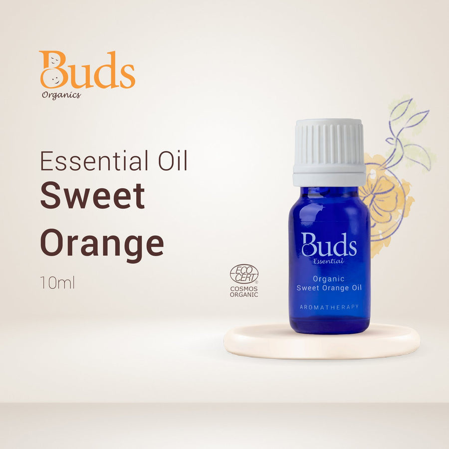 Buds Essential Organic Sweet Orange Oil 10ml aromatherapy bottle