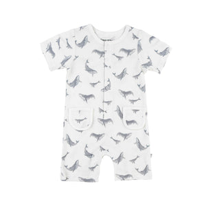 KAYS + KINS Buttoned Romper-Whales Lullaby-12-18M