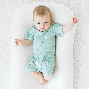 KAYS + KINS Buttoned Romper-Sail Away-12-18M
