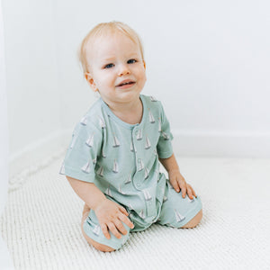 KAYS + KINS Buttoned Romper-Sail Away-12-18M