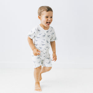 KAYS + KINS Buttoned Romper-Whales Lullaby-12-18M