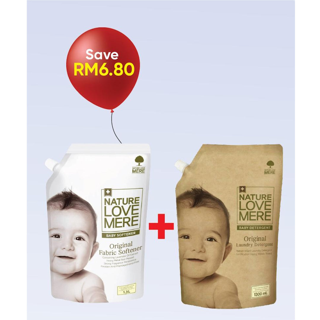 Nature Love Mere Laundry Detergent (Original) 850ml REFILL + Baby Fabric Softener (Original) 850ml REFILL
