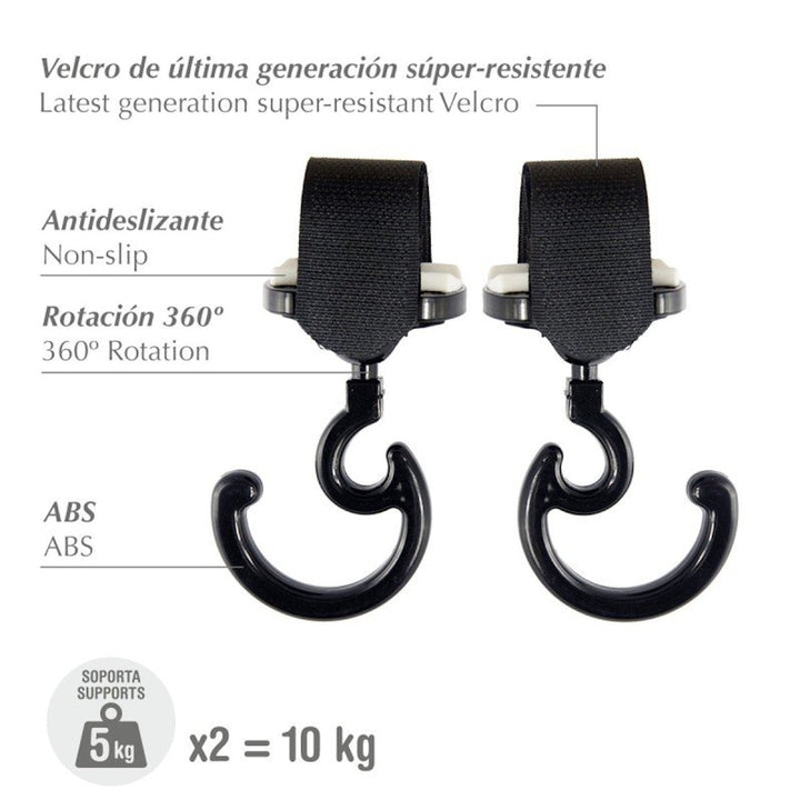 Cambrass Stroller Magic Hook Solid Black 10x6x3cm
