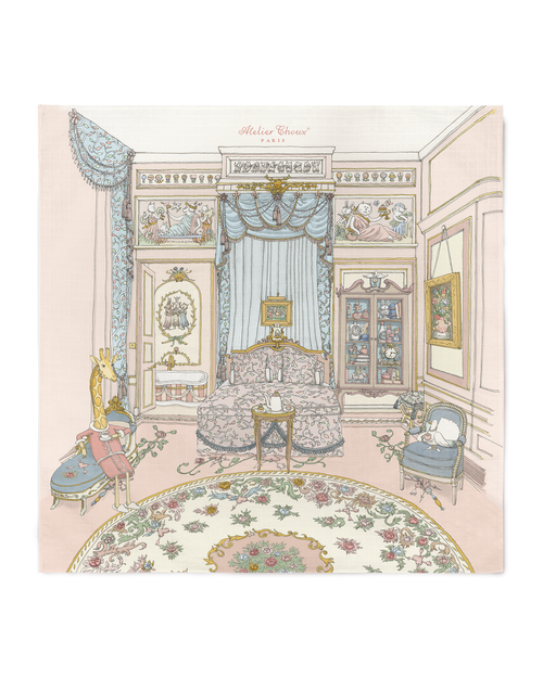 Atelier Choux Carré French Bedroom, 100 x 100 cm organic cotton swaddle, flat packshot
