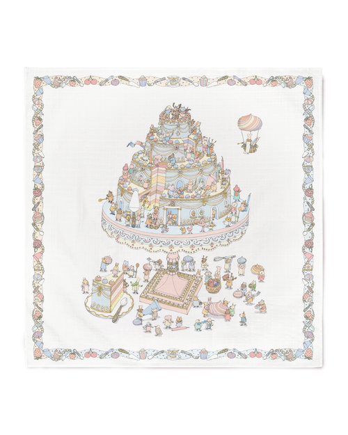 Atelier Choux Carré Le Gâteau, 100 x 100 cm organic cotton swaddle, flat packshot