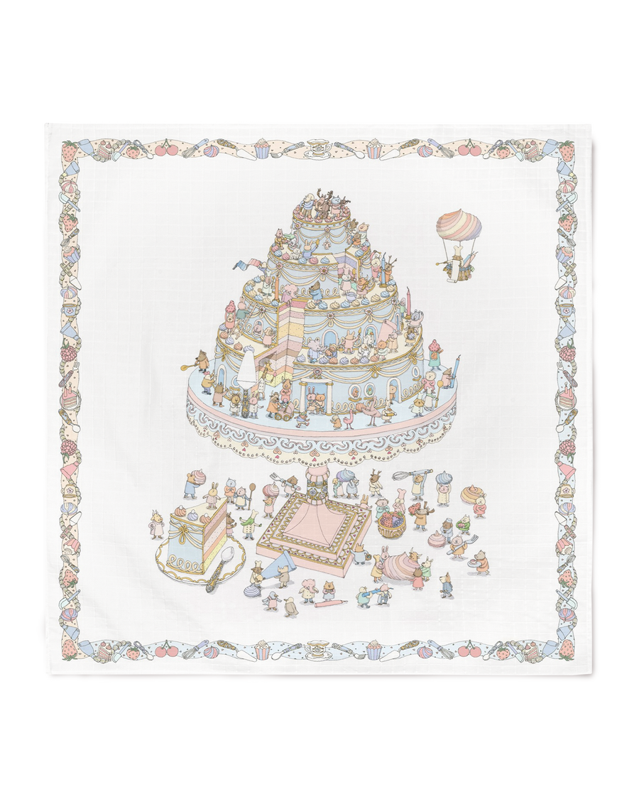 Atelier Choux Carré Le Gâteau, 100 x 100 cm organic cotton swaddle, flat packshot