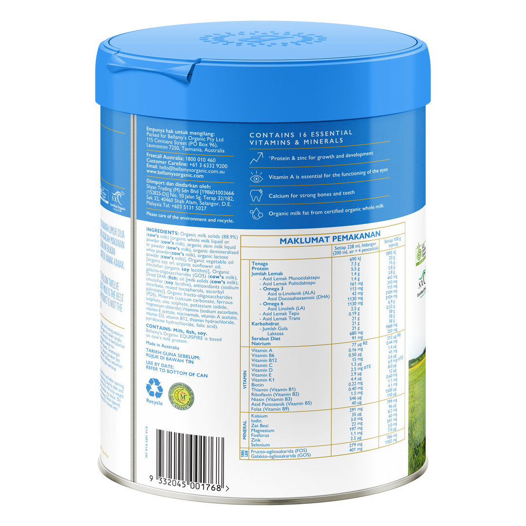 Bellamy's Organic Equispire Toddler Milk (Step 3) 800g – Happikiddo