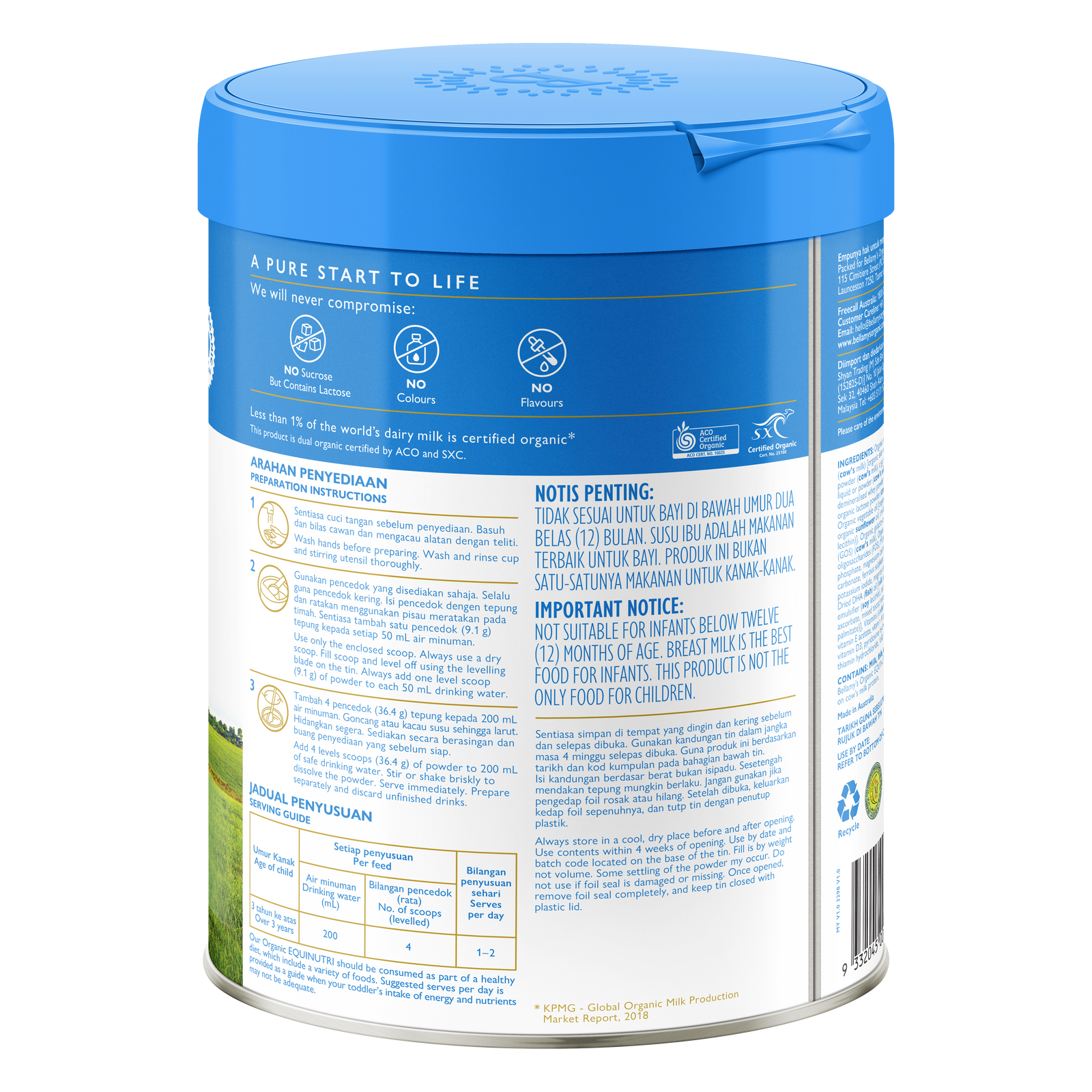 Bellamy's Organic Junior Milk Drink Step 4, 800g - image 2 - Happikiddo.com