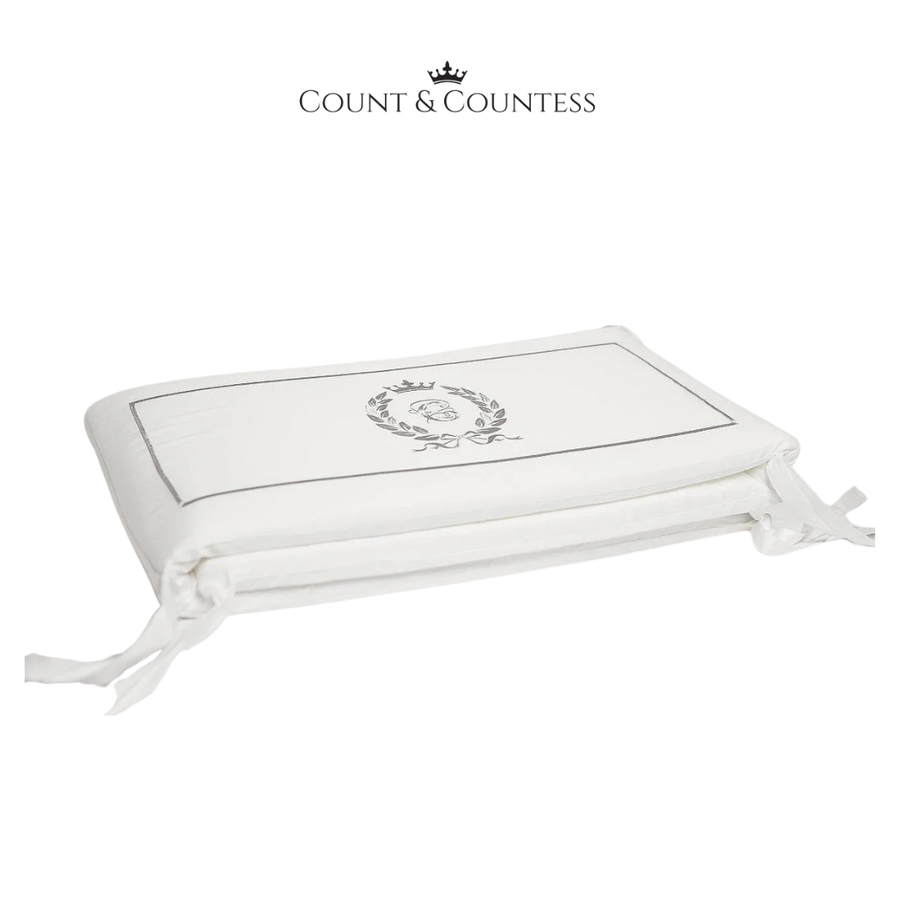 Count & Countess Egyptian Cotton Cot Bumpers - Platinum White