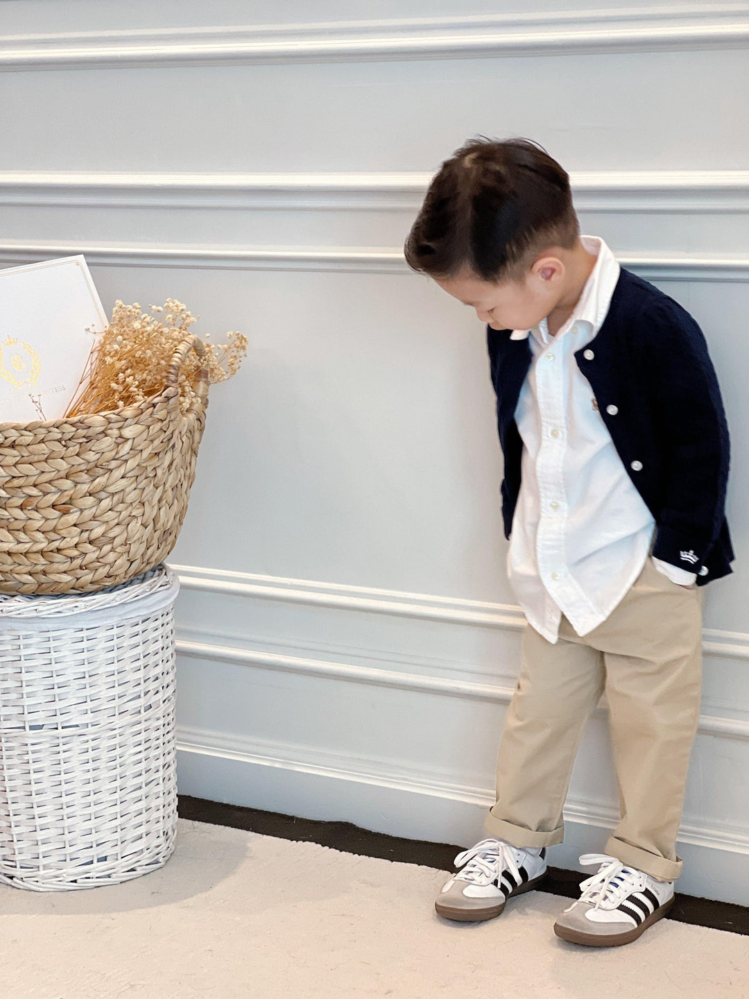 Count & Countess Organic Cotton Cable-Knit Cardigan - Navy