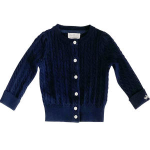 Count & Countess Organic Cotton Cable-Knit Cardigan - Navy