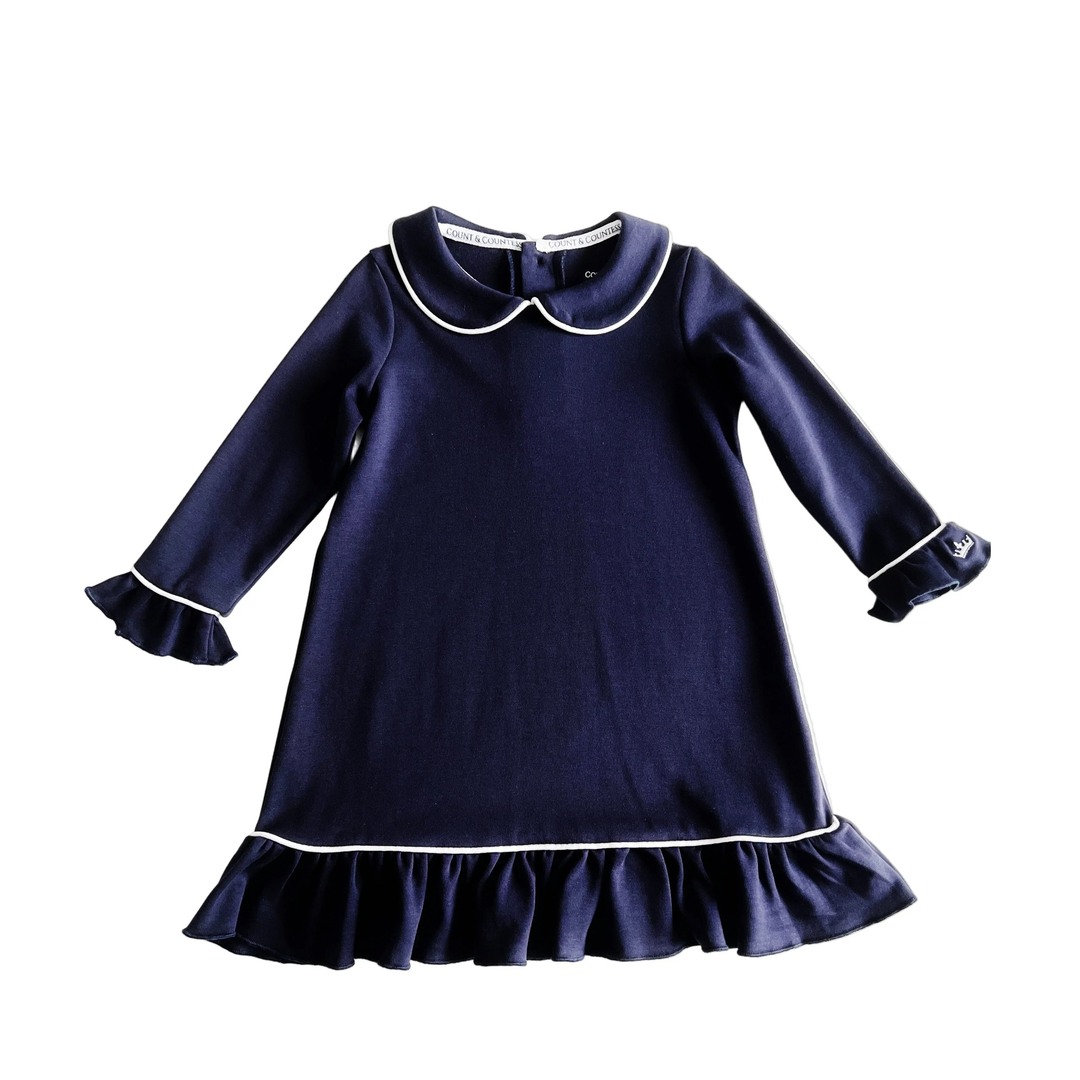 Count & Countess Pima Cotton Girl's Sleep Dress - Urban Navy