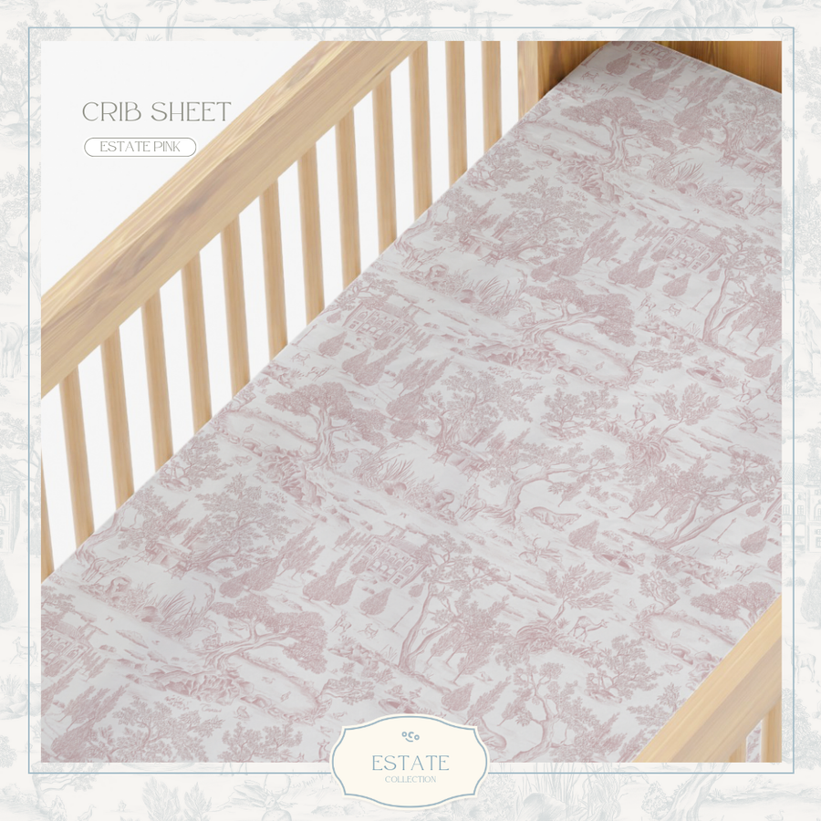 Cosoco Kids Estate Crib Sheet - Estate Pink