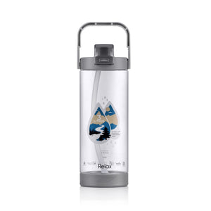 Relax 1800ml Tritan water bottle with straw in grey