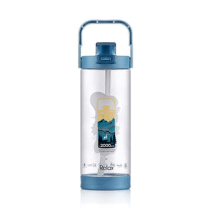 Relax 1800ml Tritan water bottle with straw in blue