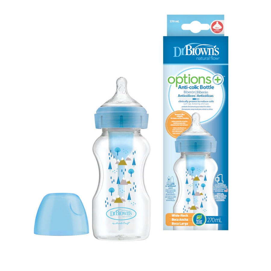 Dr. Brown's 9 oz/270 ml PP Wide-Neck Options+ Bottle, Blue Alphine, 1-Pack