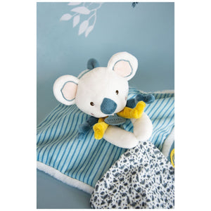 Yoca the Koala comforter, botanical print muslin