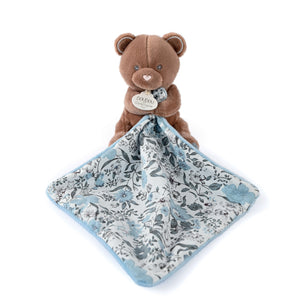 Doudou et Compagnie Boh'Aime bear with reversible comforter, 12 cm