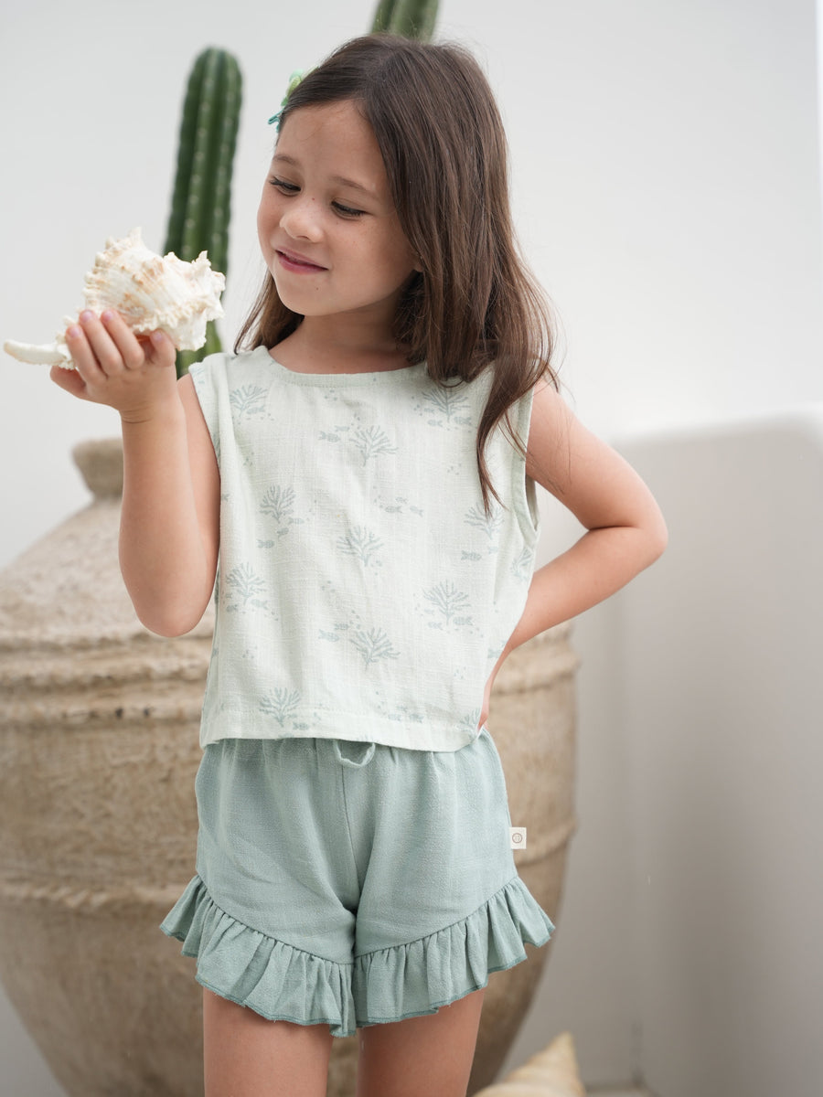 Joey&Mom Signature Linen Outfit Set in Coral Reef