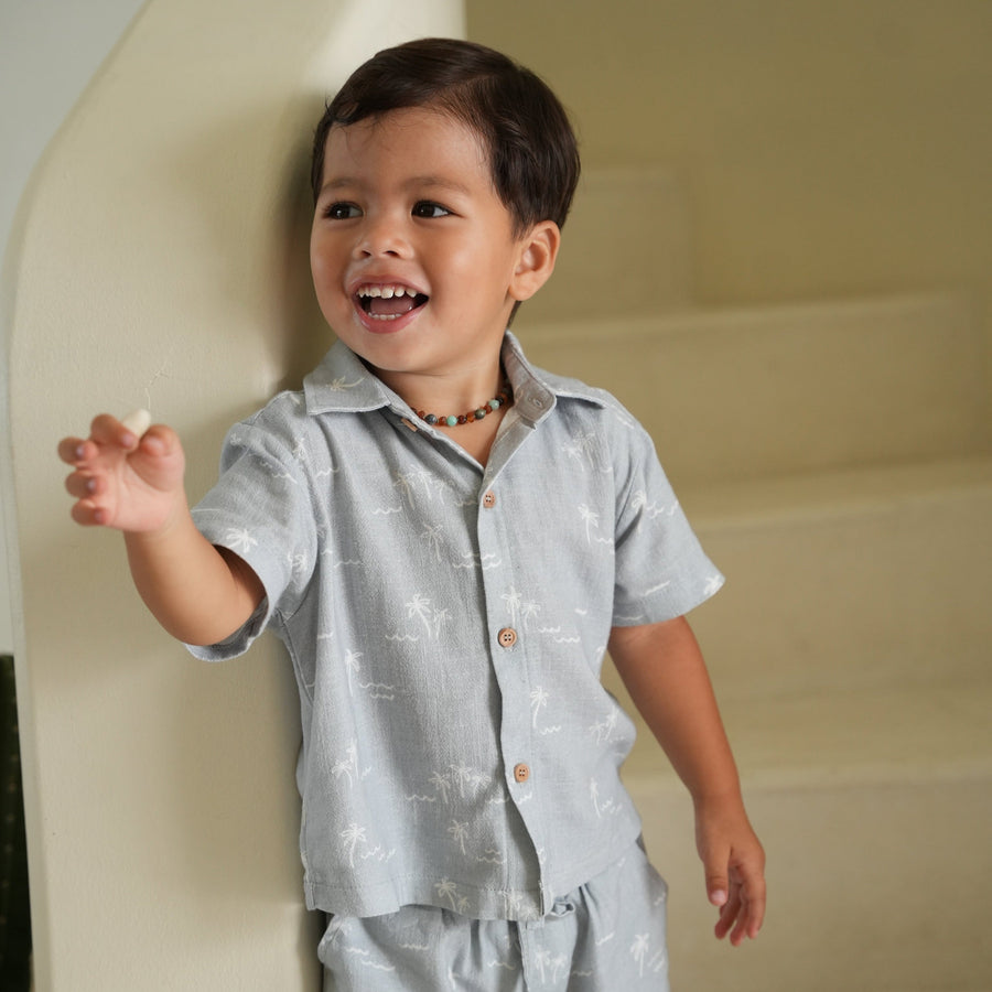 Joey&Mom Signature Linen Outfit Set in Blue Breeze