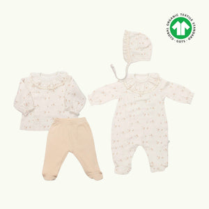 Bistyle Organic Daisy Flowers 4-Piece Organic Cotton Baby Wear 3-6M