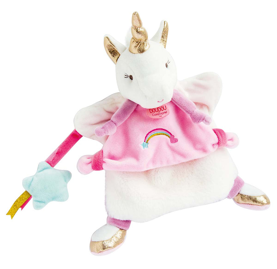 Doudou et Compagnie unicorn hand puppet comforter 25 cm