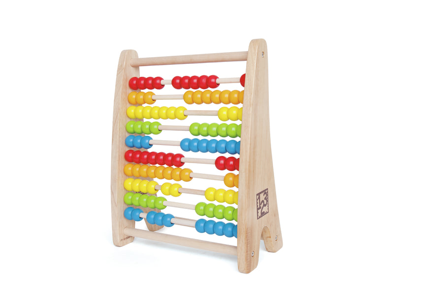 Hape Rainbow Bead Abacus E0412 - wooden frame with ten rows of rainbow beads