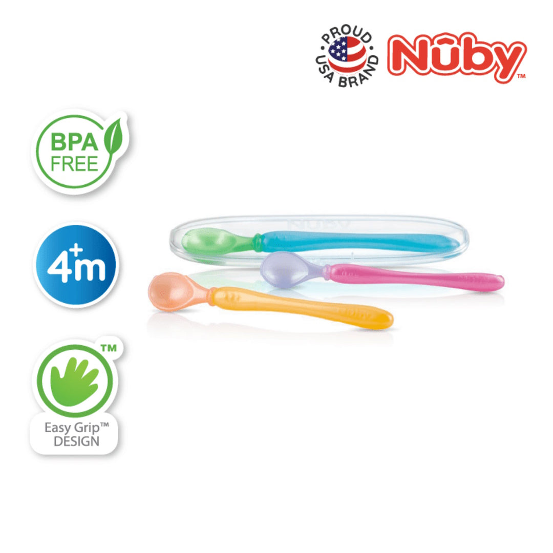 Nuby Easy go PP Spoons and travel case (3pcs) Random Colour