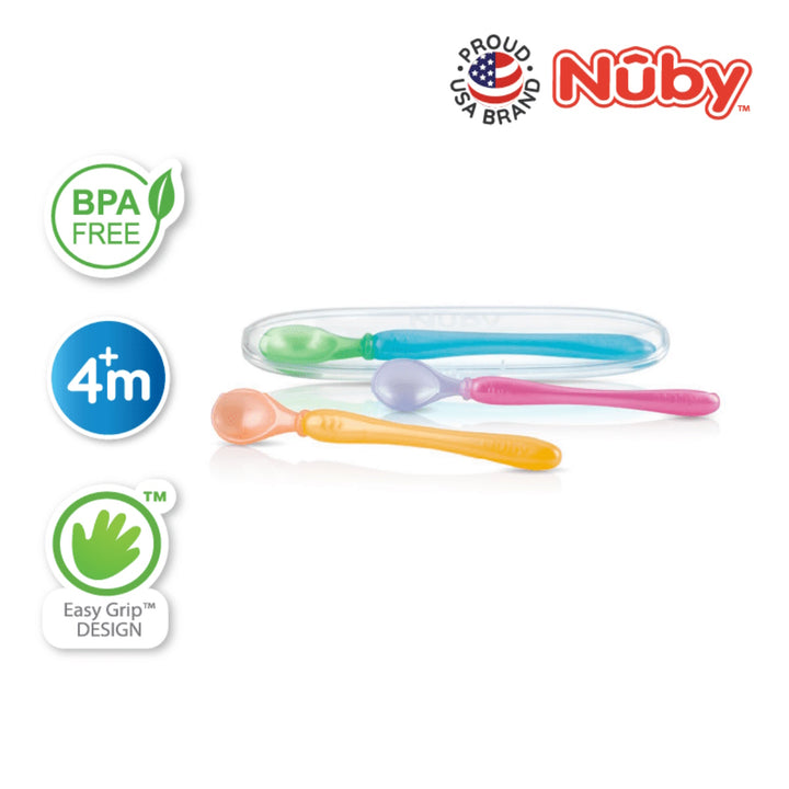 Nuby Easy go PP Spoons and travel case (3pcs) Random Colour