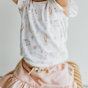 KAYS + KINS Ruffled Sleeves Top World Wanderlust 18-24M