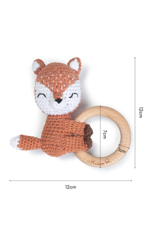 Maison Q Clever Fox Crocheted Baby Rattle
