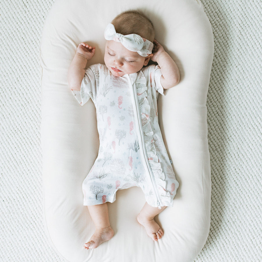 KAYS + KINS Frilled Zipsuit - Seahorse Cove - 12-18M