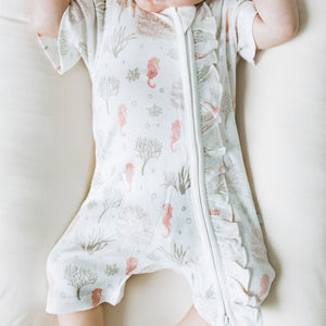 KAYS + KINS Frilled Zipsuit - Seahorse Cove - 12-18M