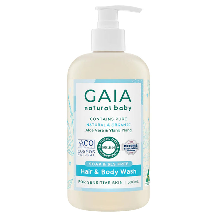 Gaia Natural Baby Hair & Body Wash - Aloe Vera & Ylang Ylang