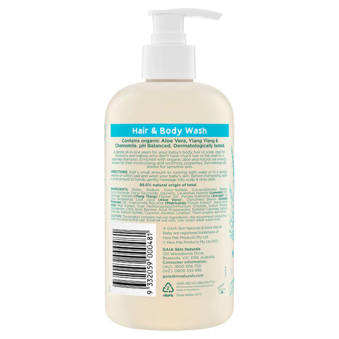 Gaia Natural Baby Hair & Body Wash - Aloe Vera & Ylang Ylang