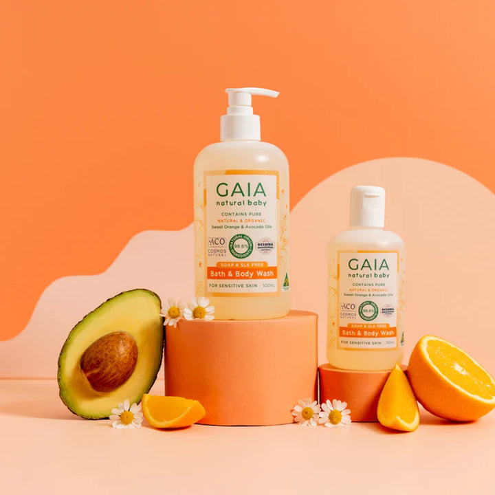 Gaia Natural Baby Bath & Body Wash - Sweet Orange & Avocado Oils