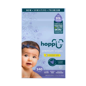 Hoppi 99% Premium Water Baby Wipes 80 wipes x 3 Pack Bundle