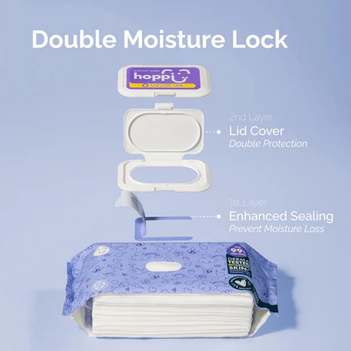 Hoppi 99% Premium Water Baby Wipes (80 wipes x 3 packs)