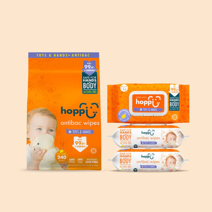 Hoppi Antibacterial Wipes (80 Wipes x 3 Packs)