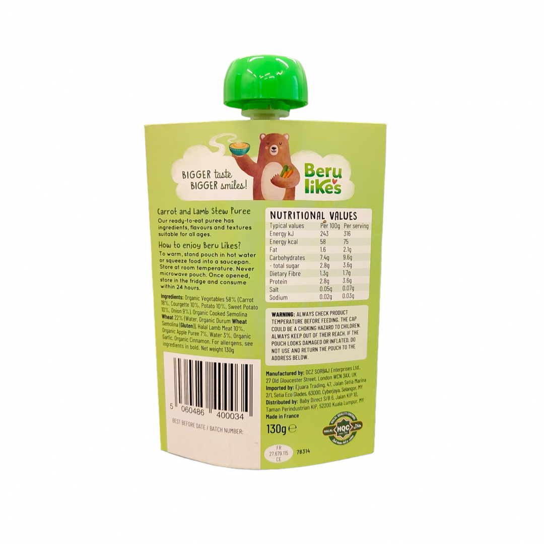Beru Likes Halal Organic Baby Puree 130g
