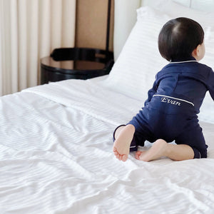 Count & Countess Baby Pima Romper Sleepsuit in Urban Navy - lifestyle